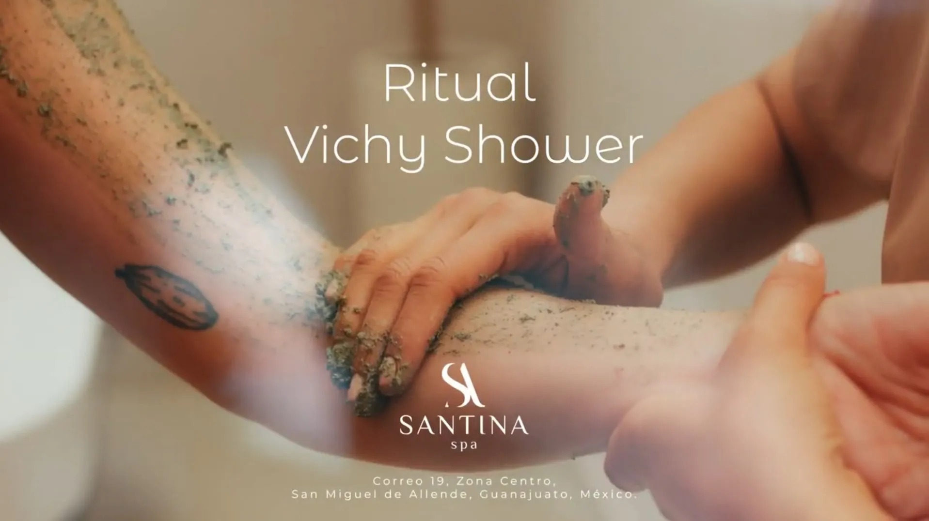 Santina campaign frame: Vichy shower ritual
